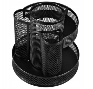 Przybornik organizer Q-CONNECT OFFICE SET siatka metalowa wielofunkcyjny kol. czarny obrotowy [KF17294]