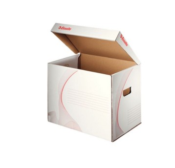 Pudełko archiwizacyjne 398 x 302 x 280mm ESSELTE kol. biało-czerwony otwierane od góry [128911]