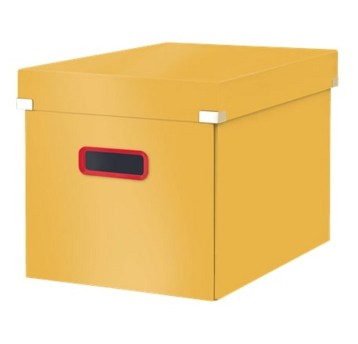 Pudełko do przechowywania z pokrywką 320 x 310 x 360mm LEITZ COSY Click&Store laminowany karton kol. żółty duże w formie sześcianu [53470019]