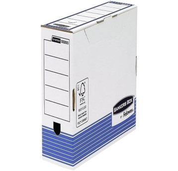 Pudełko na dokumenty 100mm FELLOWES BANKERS BOX SYSTEM FSC karton kol. biało-niebieski 10 szt. [26501]