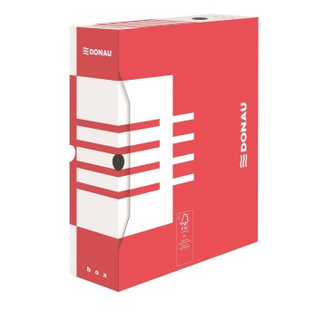 Pudło archiwizacyjne A4 100mm DONAU kol. czerwony [7661301FSC-04]
