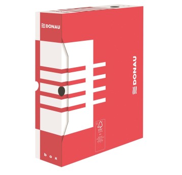 Pudło archiwizacyjne A4 80mm DONAU kol. czerwony [7660301FSC-04]