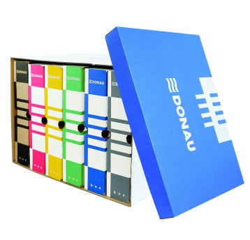 Pudło archiwizacyjne zbiorcze 545 x 363 x 317mm DONAU kol. biało-niebieski [7666301FSC-10]