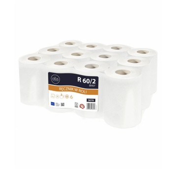Ręcznik papierowy w roli ELLIS Pure Cellulose Mini celuloza 2 warstwy | Ø140mm szer. 190mm dł. 60m 272 listki | kol. biały 1 rolka [3070 R60/2]P28