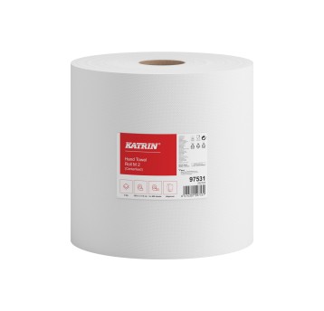 Ręcznik papierowy w roli KATRIN Classic M2 makulatura 2 warstwy | Ø200mm szer. 178mm dł. 150m 600 listków | kol. biały 6 rolek [97531]