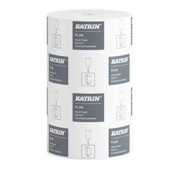 Ręcznik papierowy w roli KATRIN Plus celuloza 2 warstwy | Ø140mm szer. 205mm dł. 60m 240 listków | kol. superbiały 1 rolka [97494] poprzedni numer 2634