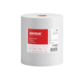 Ręcznik papierowy w roli KATRIN Plus M celuloza 1 warstwa | Ø200mm szer. 178mm dł. 300m | kol. biały 6 rolek [97593]