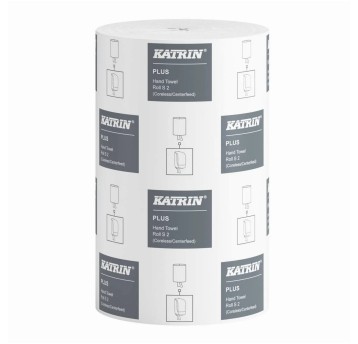 Ręcznik papierowy w roli KATRIN Plus S2 celuloza 2 warstwy | Ø140mm szer. 205mm dł. 60m 261 listków | kol. superbiały 1 rolka [2634 nr wycofywany ]