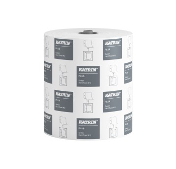 Ręcznik papierowy w roli KATRIN Plus System celuloza 2 warstwy | Ø190mm szer. 178mm dł. 150m | kol. biały 6 rolek [97449] porzedni nr 460103/460058
