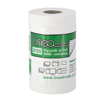 Ręcznik papierowy w roli LINEA TRADE Mini celuloza 2 warstwy | Ø130mm szer. 220mm dł. 60m 157 listków | kol. biały 12 rolek [6120]