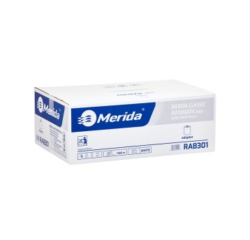 Ręcznik papierowy w roli MERIDA Classic Automatic Maxi makulatura 1 warstwa | Ø195mm szer. 200mm dł. 250m | kol. biały 6 rolek [RAB301]