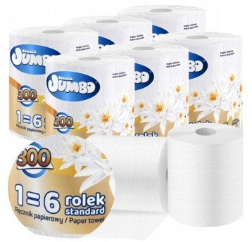 Ręcznik papierowy w roli SŁONIK Jumbo celuloza 2 warstwy | Ø170mm szer. 190mm dł. 60m 300 listków | kol. biały 1 rolka