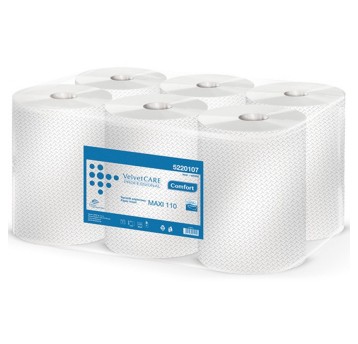 Ręcznik papierowy w roli VELVET Professional Maxi celuloza 2 warstwy | Ø190mm szer. 192mm dł. 110m 550 listków | kol. biały 6 rolek [VLP-5221060]