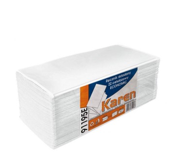 Ręcznik papierowy ZZ KAREN Economic 4000 celuloza 1 warstwa | szer. 200mm dł. 250mm 200 listków | kol. biały 20 bind [91195E]