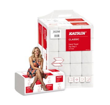 Ręcznik papierowy ZZ KATRIN Classic celuloza 2 warstwy | szer. 230mm dł. 224mm 200 listków | kol. biały 20 bind 35298/561665