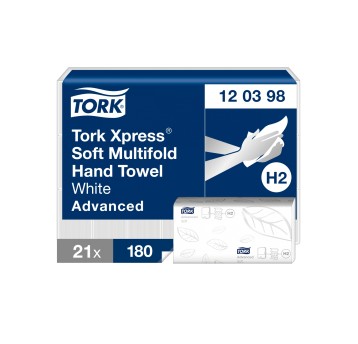 Ręcznik papierowy ZZ TORK Xpress Multifold H2 celuloza 2 warstwy | szer. 212mm dł. 255mm 180 listków | kol. biały 1 binda system H2 [120398]