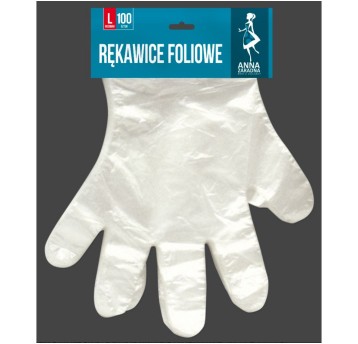 Rękawice jednorazowe medyczne foliowe ANNA ZARADNA L kol. przezroczysty 100 szt. [R-1606]