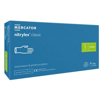 Rękawice jednorazowe medyczne nitrylowe MERCATOR S kol. niebieski 100 szt.