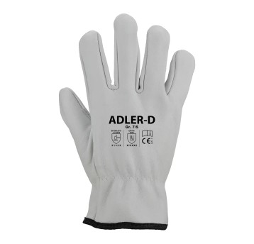 Rękawice ochronne ASATEX ADLER-D kat. II kol. szary rozmiar 9 pełnoziarnista skóra bydlęca 1 para
