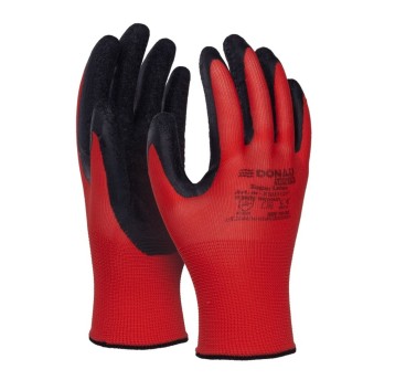 Rękawice ochronne DONAU SAFETY Super Latex kat. II kol. czerwono-czarny rozmiar 10 poliester/lateks 1 para [32021121-10]
