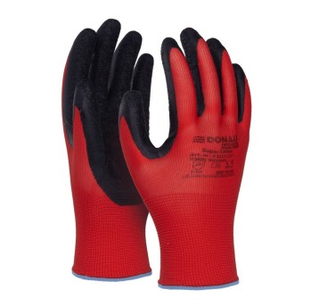 Rękawice ochronne DONAU SAFETY Super Latex kat. II kol. czerwono-czarny rozmiar 9 poliester/lateks 1 para [32021121-09]