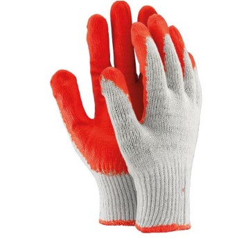 Rękawice wielorazowe robocze dzianina poliestrowa kol. czerwono-biały 1 para