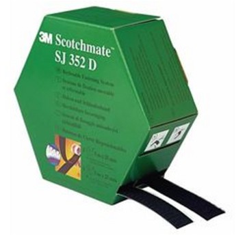 Rzep przemysłowy 3M SCOTCHMATE SJ352D 25mm x 5m 2 szt. kol. czarny wys. 4,4mm haczyk–pętelka kauczukowy