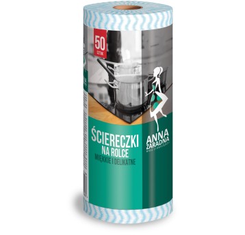 Ścierka uniwersalna na rolce wiskoza 36 x 25cm ANNA ZARADNA kol. niebiesko-biały 50 zrywek na rolce [PS-2961]