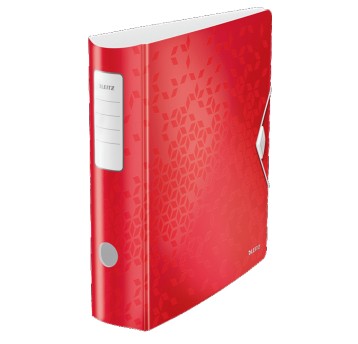 Segregator z mechanizmem A4 75mm LEITZ WOW PP kol. czerwony z gumką [11060026]