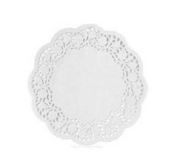 Serwetki ozdobne papier Ø36cm folia kol. biały 6 szt. ażurowe pod tort