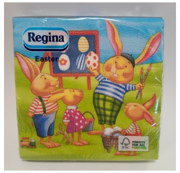 Serwetki uniwersalne papier 1 warstwowe 33 x 33cm folia REGINA Świąteczne-wielkanoc wielokolorowy 20 szt. składane