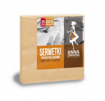 Serwetki uniwersalne papier 3 warstwowe 33 x 33cm folia ANNA ZARADNA kol. łososiowy pastelowy 20 szt. składane [ST-AZ-005055]