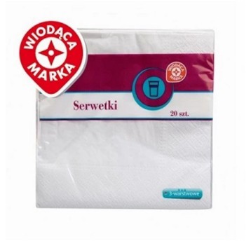 Serwetki uniwersalne papier 3 warstwowe 33 x 33cm folia kol. biały 20 szt. składane