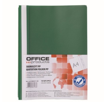 Skoroszyt uniwersalny A4 OFFICE PRODUCTS plastikowy kol. zielony 120/180 mic. [21082211-02]