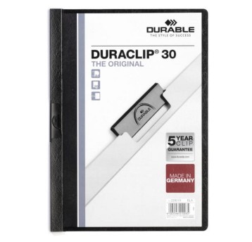 Skoroszyt z klipsem A4 DURABLE DURACLIP plastikowy kol. czarny do 30 kartek [220001]