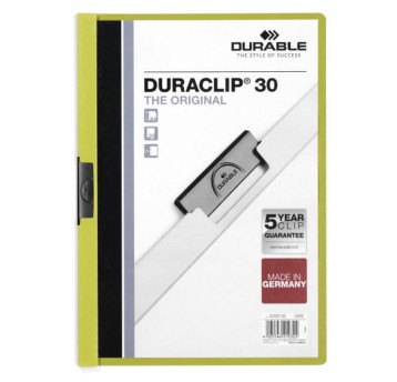 Skoroszyt z klipsem A4 DURABLE DURACLIP plastikowy kol. zielony do 30 kartek [220005]