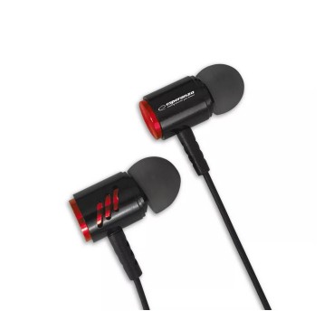 Słuchawki douszne przewodowe z mikrofonem Minijack ESPERANZA kol. czarno-czerwony [EH207KR]