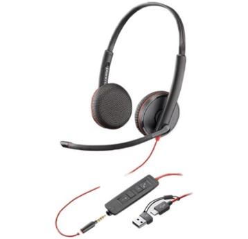 Słuchawki nauszne przewodowe z mikrofonem USB/Minijack POLY Blackwire C3220 kol. czarny [209745-104]
