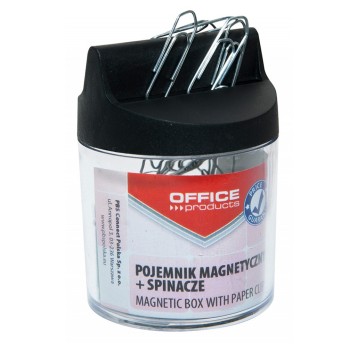 Spinacze biurowe OFFICE PRODUCTS 26mm kol. srebrny 100 szt. pojemnik magnetyczny [18184421-99]