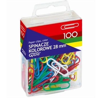Spinacze biurowe okrągłe GRAND 28mm wielokolorowy 100 szt. pudełko [110-1139]
