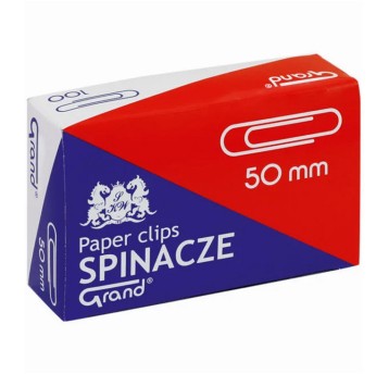Spinacze biurowe okrągłe GRAND 50mm kol. srebrny 100 szt. pudełko [110-1383]