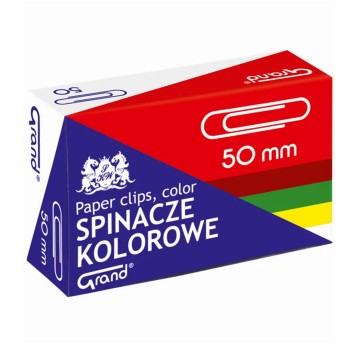 Spinacze biurowe okrągłe GRAND 50mm wielokolorowy 50 szt. pudełko [110-1661]