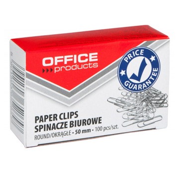 Spinacze biurowe okrągłe OFFICE PRODUCTS 33mm kol. srebrny 100 szt. pudełko [18083315-19]