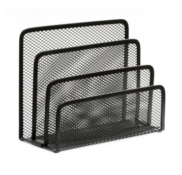 Stojak na korespondencję z 3 przegródkami 171 x 135 x 83mm TAURUS metalowa siatka kol. czarny [83-140050]
