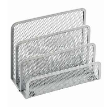 Stojak na korespondencję z 3 przegródkami 178 x 78 x 140mm GRAND metalowa siatka kol. srebrny [034S]