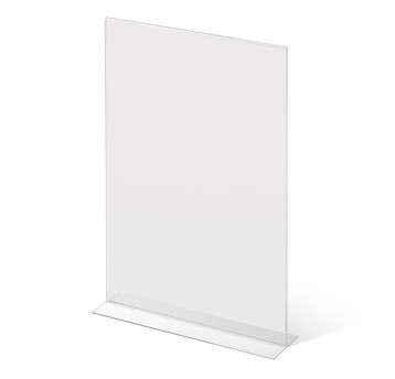 Stojak prezentacyjny biurkowy pion A7 typ T plexi kol. przezroczysty