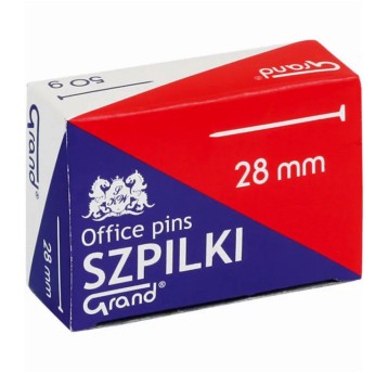 Szpilki GRAND 28mm kol. srebrny 100 szt. pudełko [110-1380]