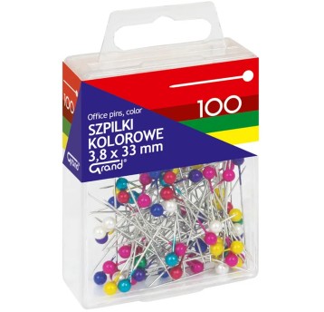 Szpilki z główkami GRAND wielokolorowy 100 szt. pudełko [110-1670]