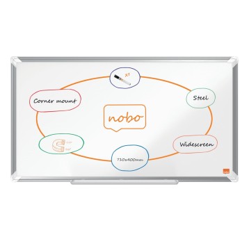 Tablica stalowa suchościeralna - magnetyczna 69 x 122cm rama aluminiowa NOBO kol. biały panoramiczna [1915372]