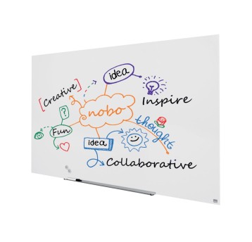 Tablica szklana suchościeralna - magnetyczna 100 x 190cm NOBO kol. biały panoramiczna z lśniącego szkła [1905178]